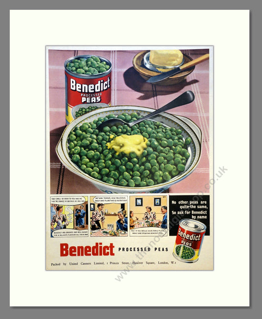 Benedict Peas. Vintage Advert 1951 (ref AD301556)