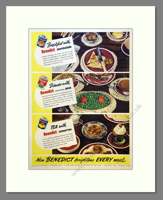 Benedict Foods. Vintage Advert 1952 (ref AD301557)