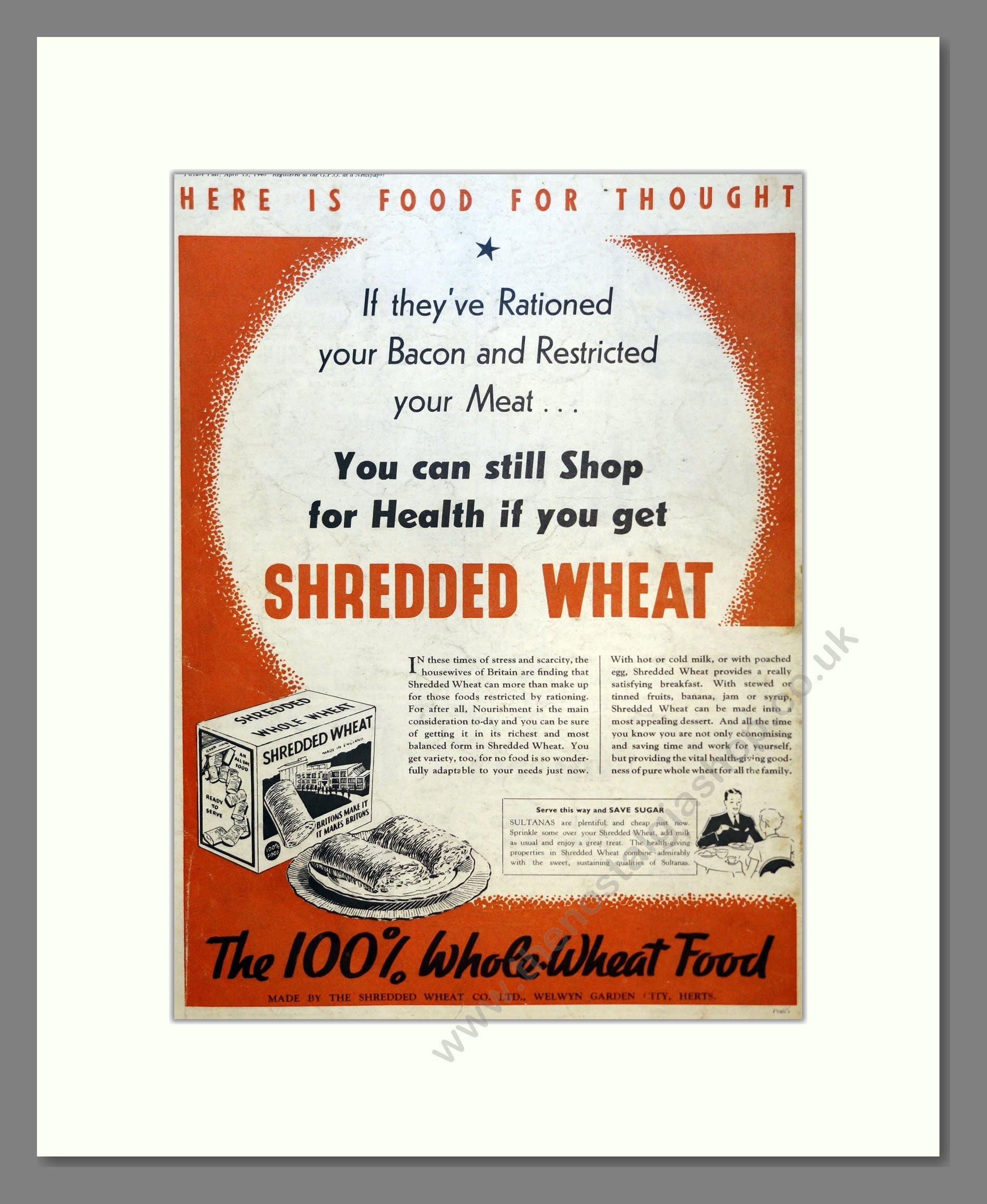 Shredded Wheat. Vintage Advert 1940 (ref AD301569)