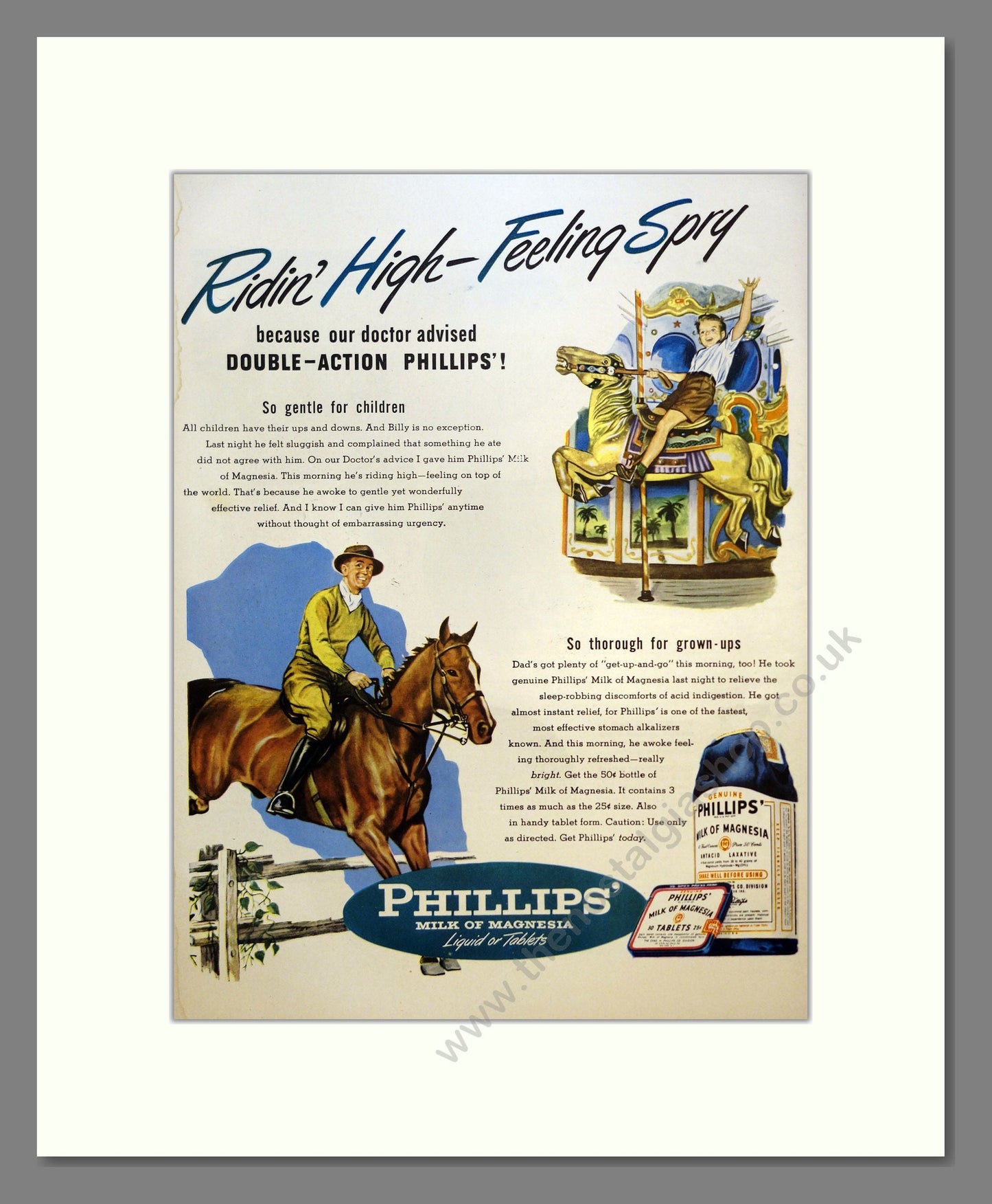 Phillips Milk of Magnesia. Vintage Advert 1947 (ref AD301583)