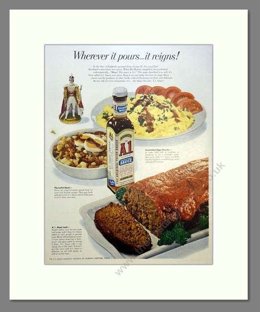 A1 Sauce. Vintage Advert 1957 (ref AD301584)