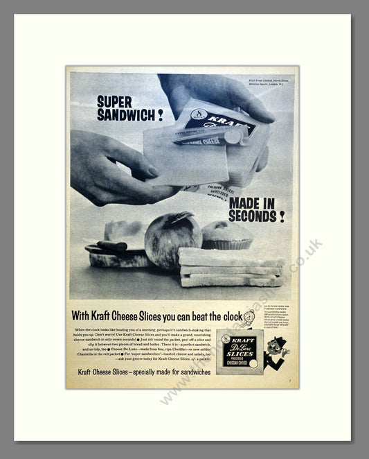 Kraft Cheese Slices. Vintage Advert 1958 (ref AD301596)