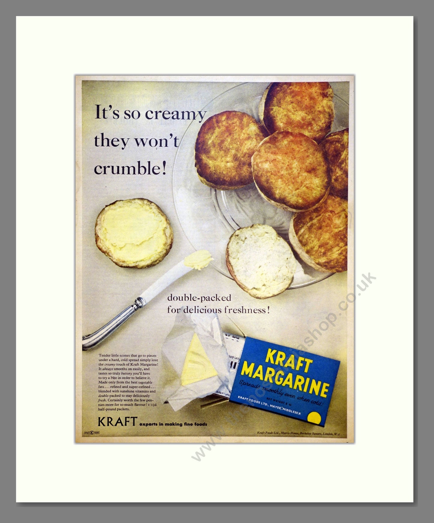 Kraft Margarine. Vintage Advert 1955 (ref AD301602)