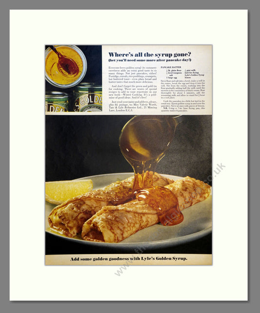 Lyle's Golden Syrup. Vintage Advert 1969 (ref AD301612)