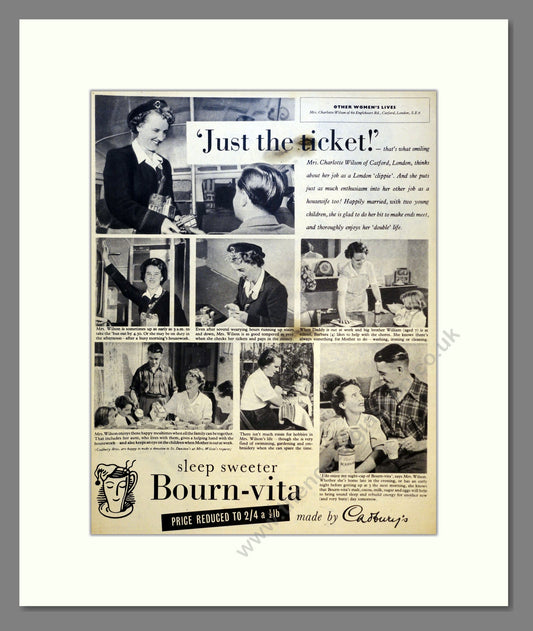 Cadbury's Bourn-Vita. Vintage Advert 1953 (ref AD301645)