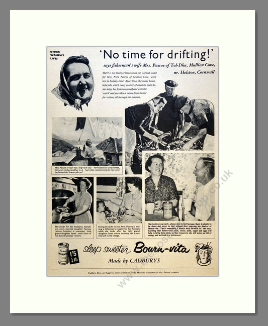 Cadbury's Bourn-Vita. Vintage Advert 1955 (ref AD301647)