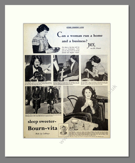 Cadbury's Bourn-Vita. Vintage Advert 1952 (ref AD301649)