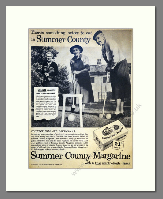 Summer County Margarine. Vintage Advert 1955 (ref AD301653)