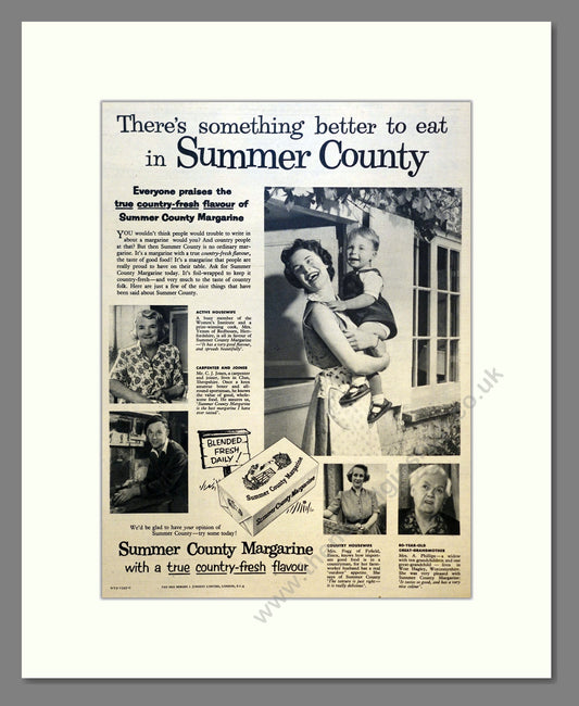 Summer County Margarine. Vintage Advert 1955 (ref AD301654)