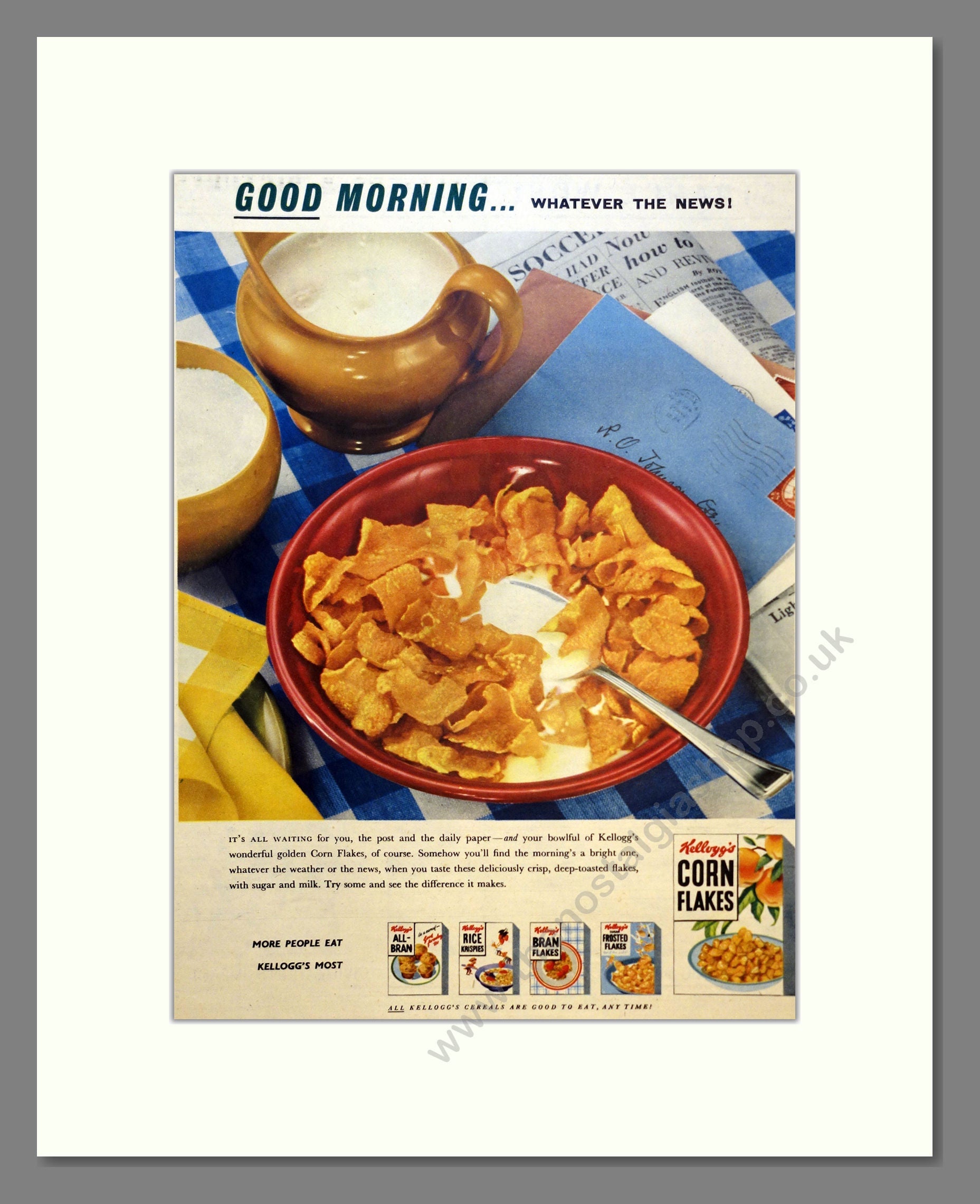 Kellogg's Breakfast Cereals. Vintage Advert 1955 (ref AD301696)