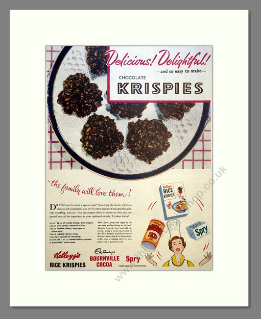 Kellogg's Chocolate Rice Crispies. Vintage Advert 1955 (ref AD301698)
