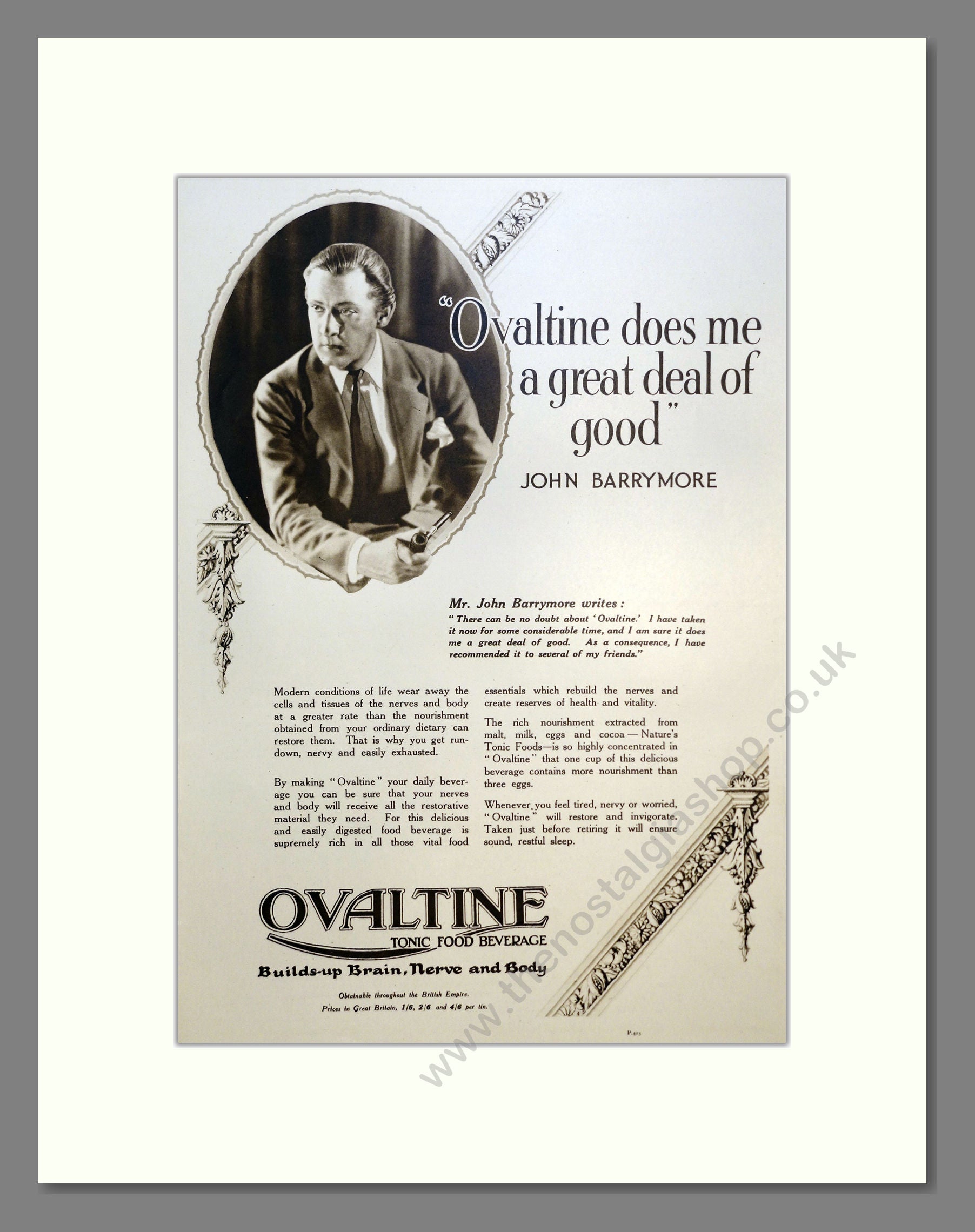 Ovaltine. Vintage Advert 1927 (ref AD301707)