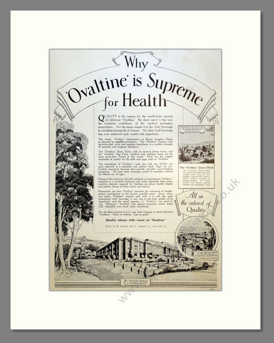 Ovaltine. Vintage Advert 1936 (ref AD301709)
