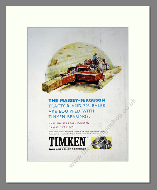 Timken Bearings / Ferguson. Vintage Advert (ref AD301813)