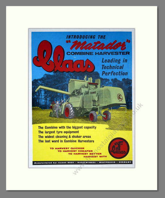 Claas Combines Matador. Vintage Advert (ref AD301815)