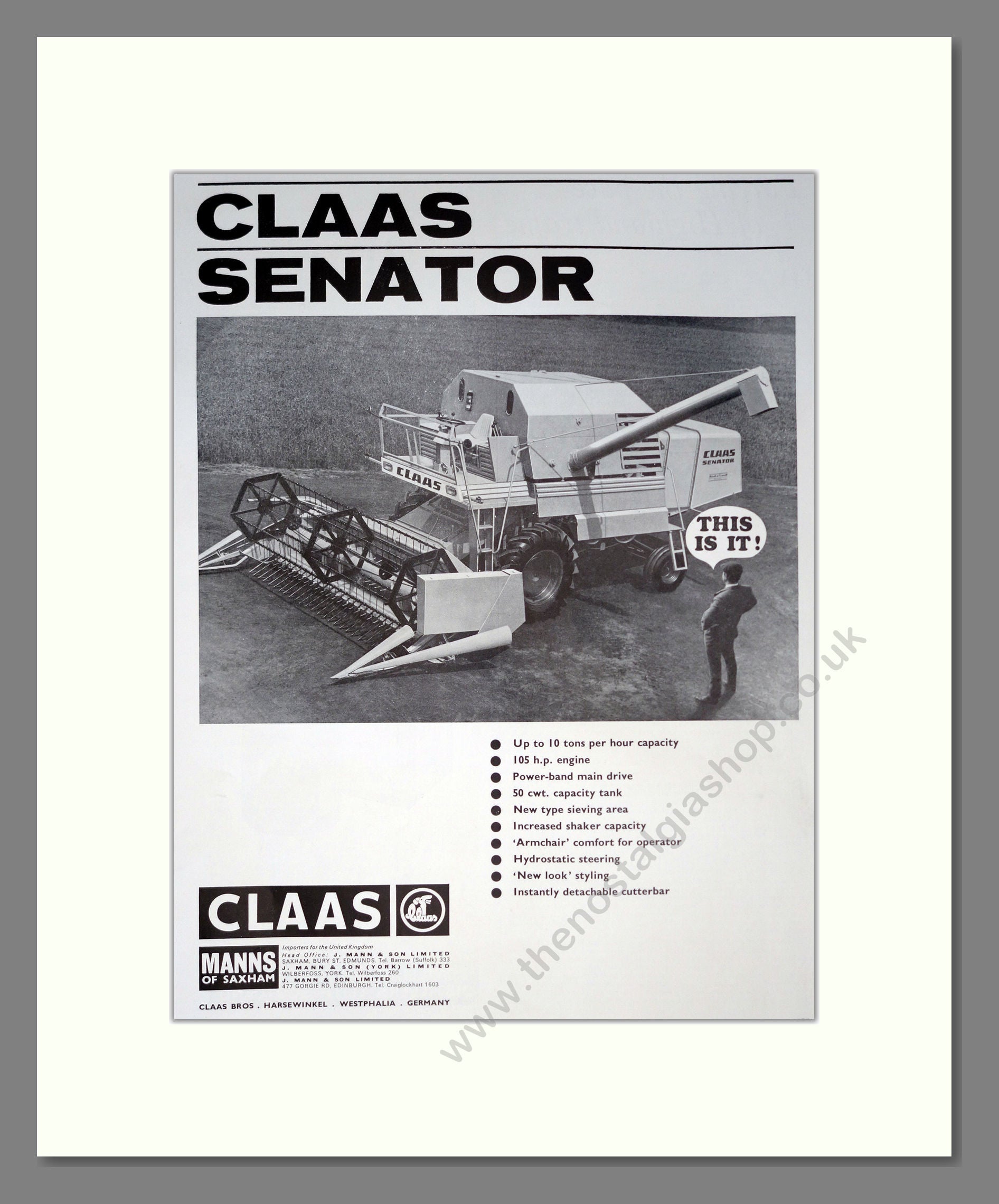 Claas Senator. Vintage Advert (ref AD301817) – The Nostalgia Shop