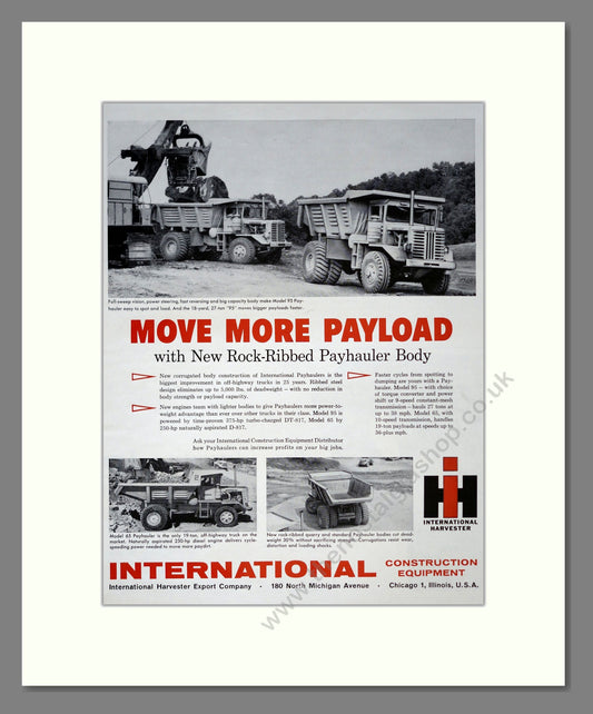 International Harvester Trucks / Construction Equipment. Vintage Advert (ref AD301851)