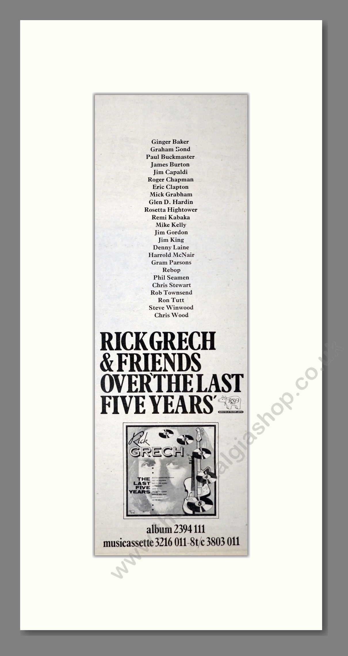 Rick Grech And Friends - Over The Last Five Years. Vintage Advert 1973 (ref AD201108)
