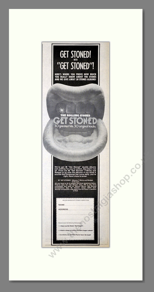 Rolling Stones (The) - Get Stoned. Vintage Advert 1977 (ref AD201115)
