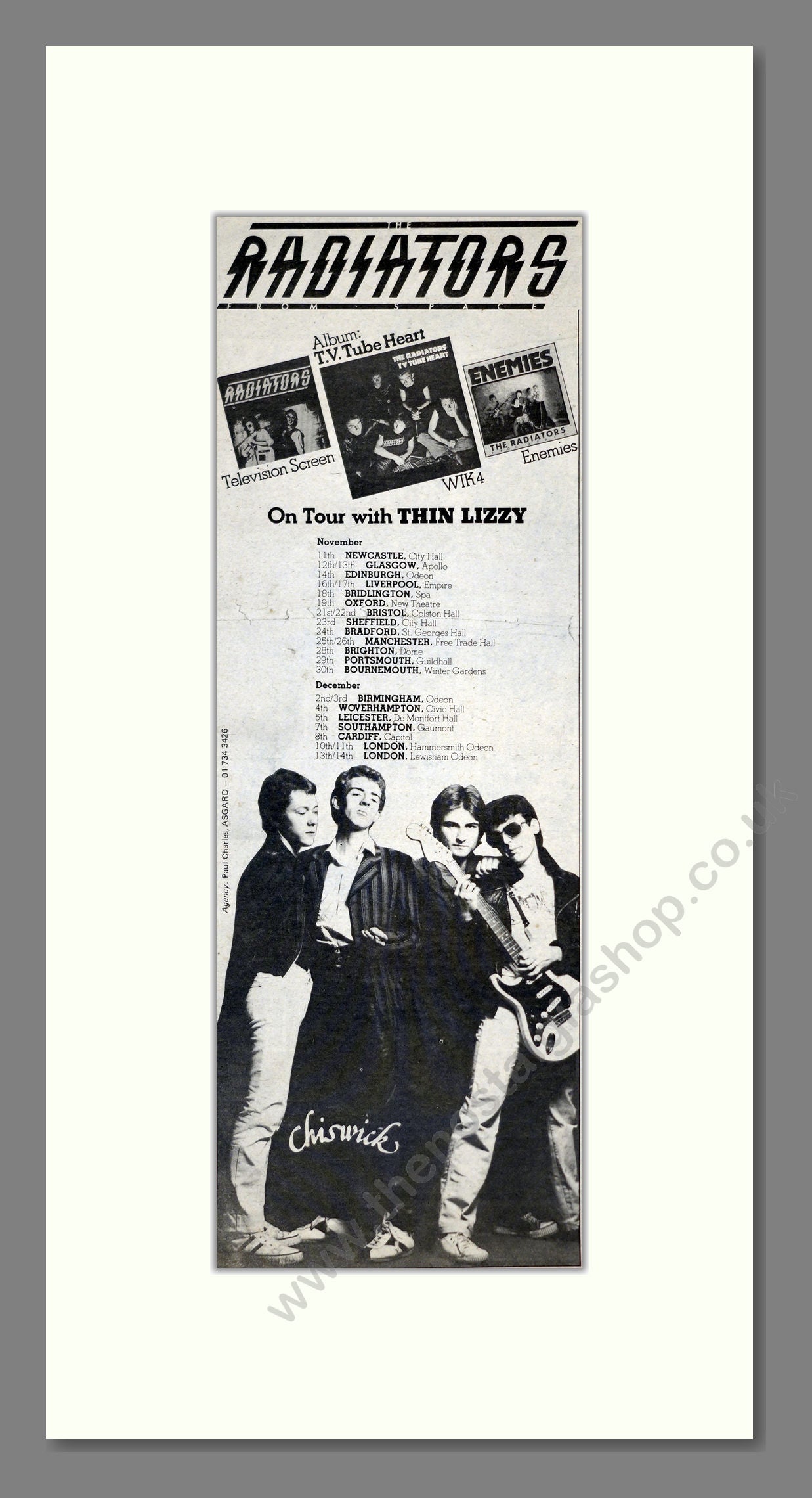 Radiators - UK Tour (with Thin Lizzy). Vintage Advert 1977 (ref AD201118)