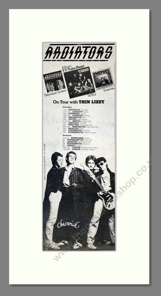 Radiators - UK Tour (with Thin Lizzy). Vintage Advert 1977 (ref AD201118)