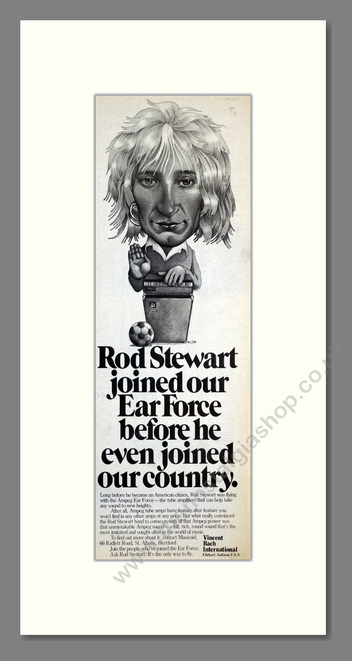 Rod Stewart - EarForce Amps. Vintage Advert 1978 (ref AD201122)