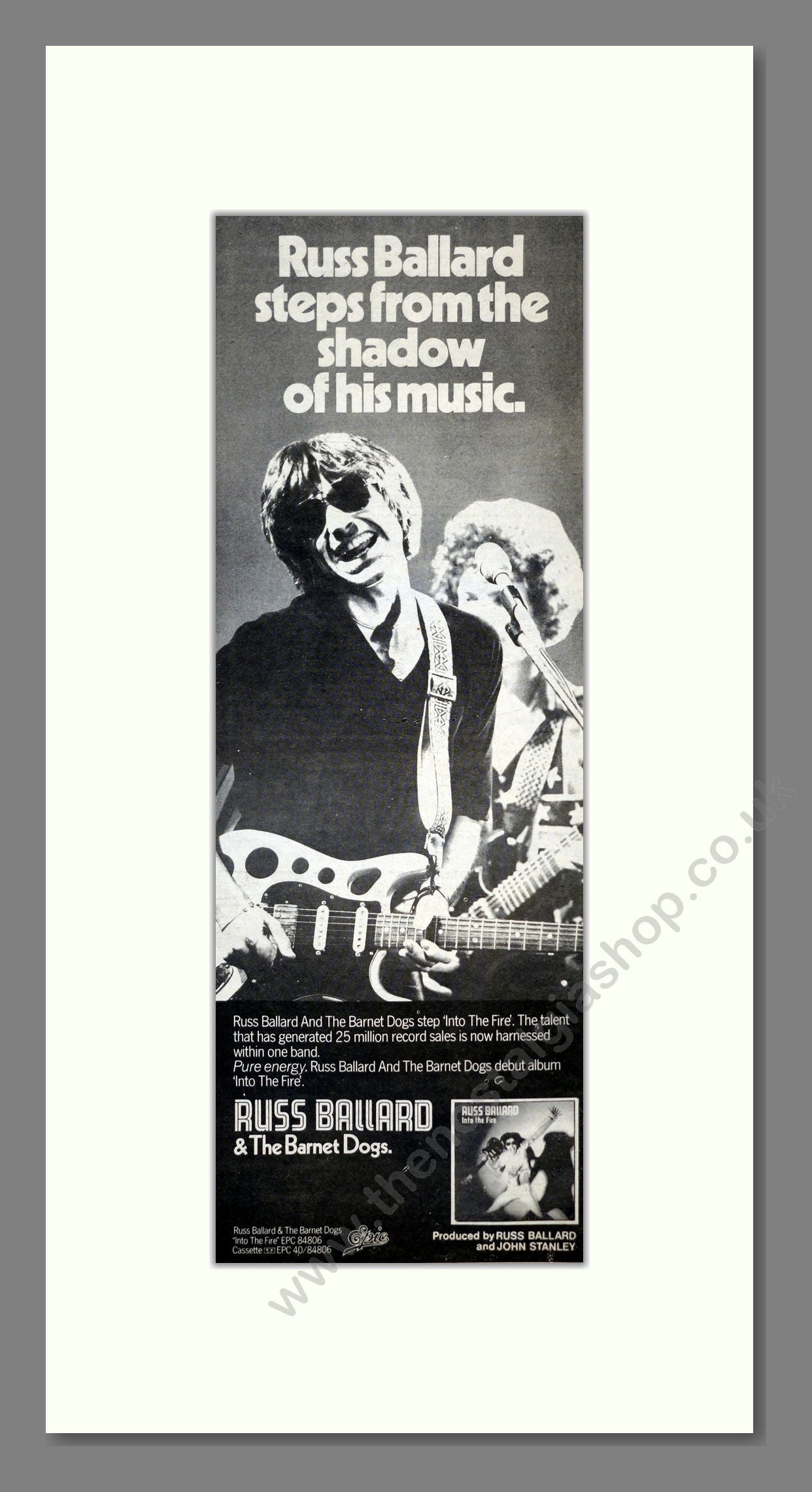 Russ Ballard And The Barnet Dogs - Into The Fire. Vintage Advert 1981 (ref AD201131)