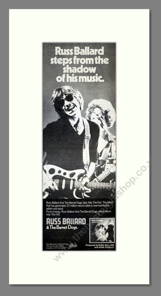 Russ Ballard And The Barnet Dogs - Into The Fire. Vintage Advert 1981 (ref AD201131)