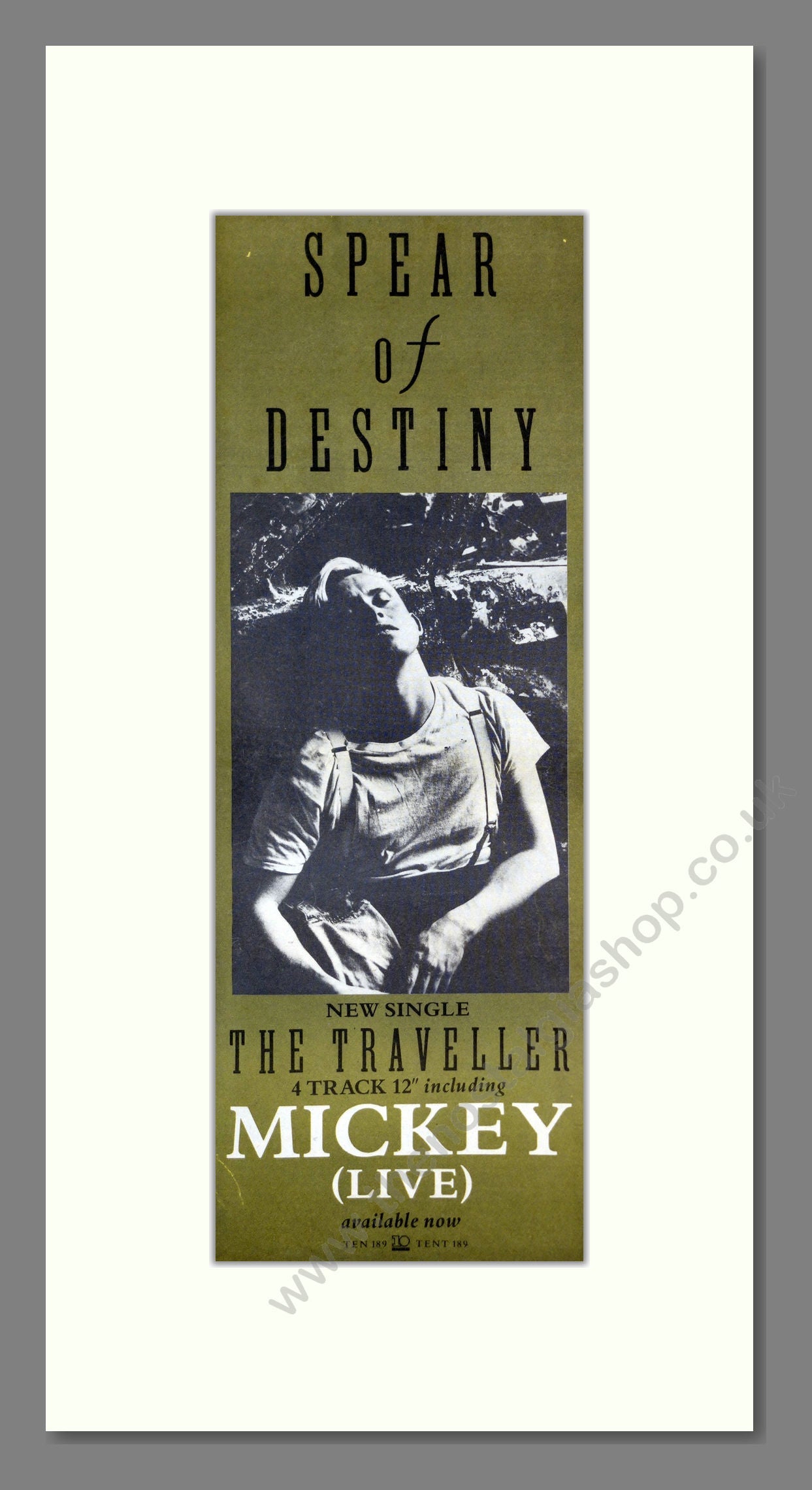 Spear Of Destiny - The Traveller / Micky. Vintage Advert 1987 (ref AD201162)