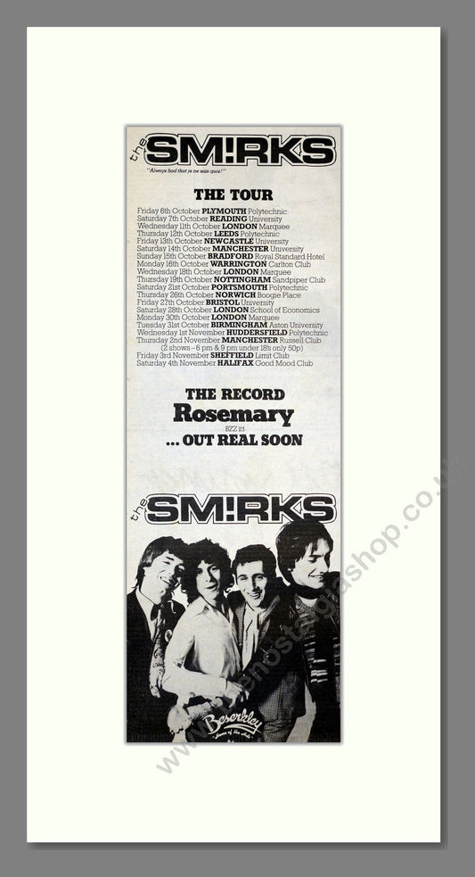 Smirks (The) - Rosemary (UK Tour). Vintage Advert 1978 (ref AD201181)