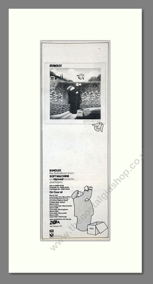 Soft Machine - Bundles UK Tour. Vintage Advert 1975 (ref AD201203)