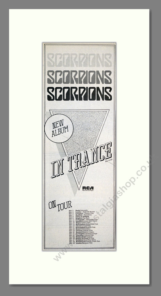 Scorpions - In Trance (UK Tour). Vintage Advert 1976 (ref AD201217)