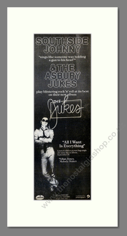 Southside Johnny and The Asbury Jukes - The Jukes. Vintage Advert 1979 (ref AD201221)