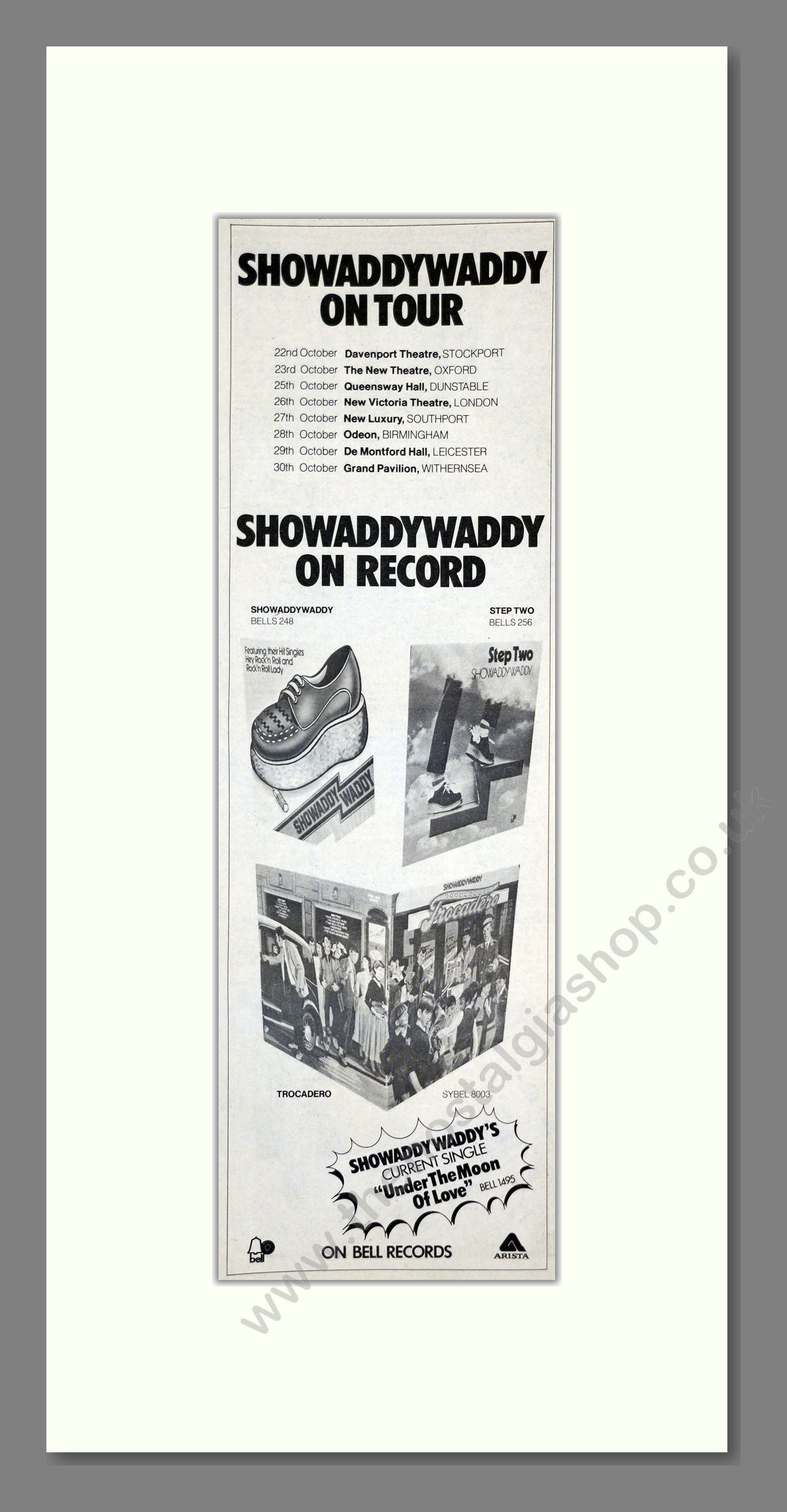 Showaddywaddy - UK Tour. Vintage Advert 1976 (ref AD201231)