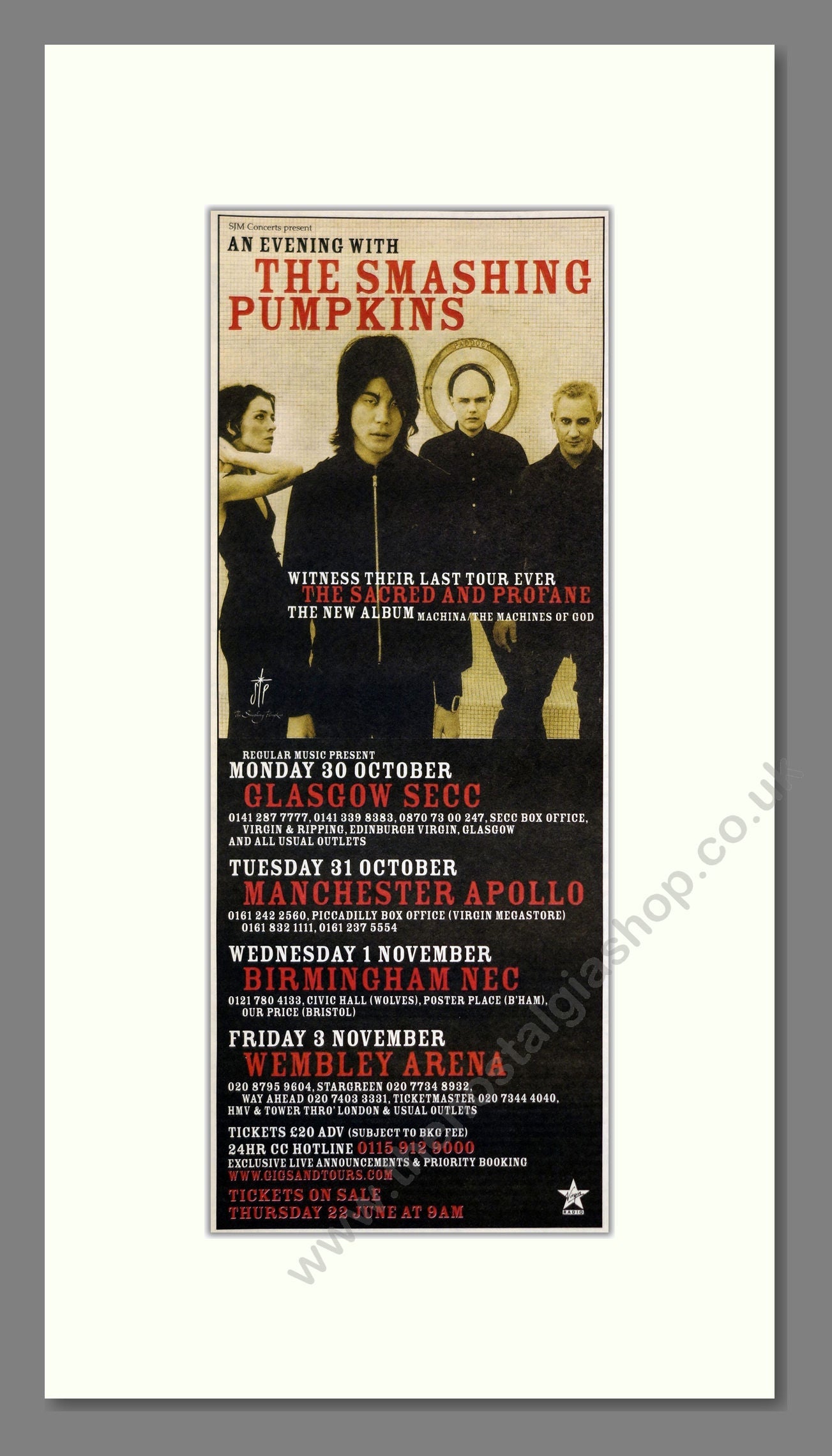 Smashing Pumpkins (The) - UK Tour. Vintage Advert 2000 (ref AD201240)