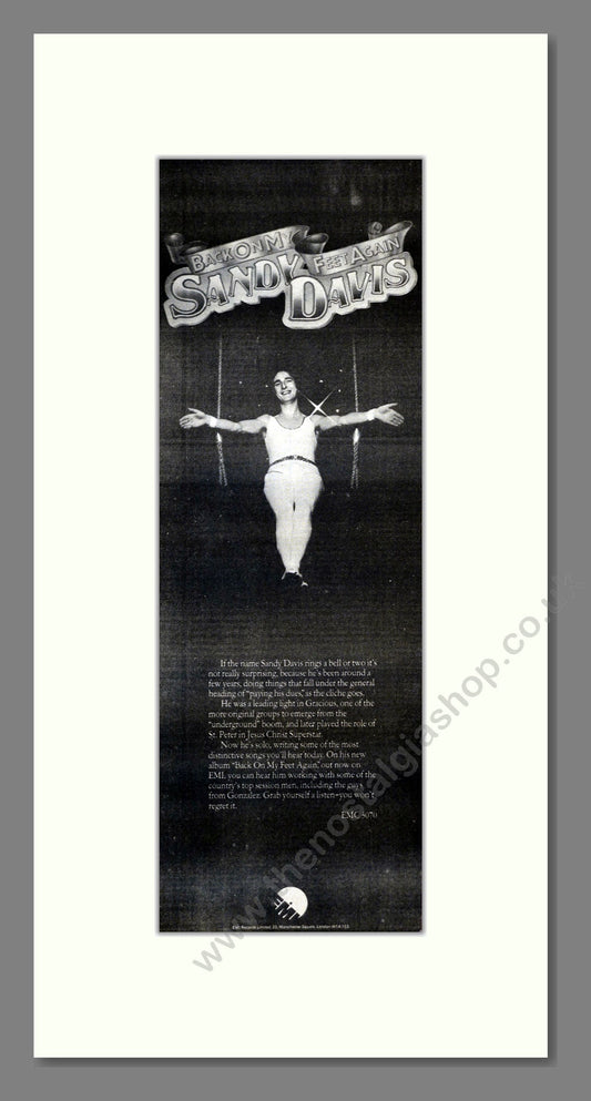 Sandy Davis - Back On My Feet Again. Vintage Advert 1975 (ref AD201272)