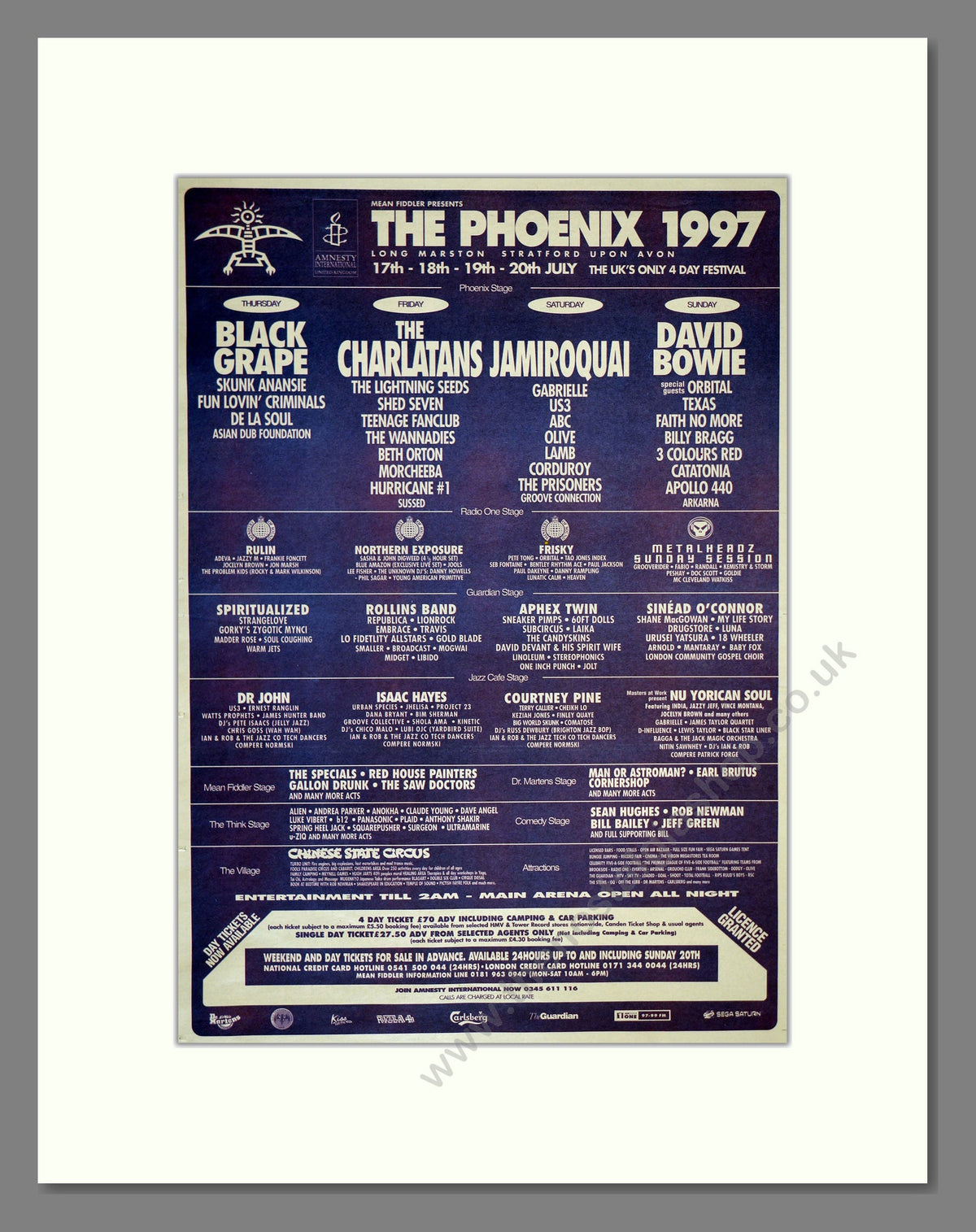 Phoenix 96 Phoenix Festival 1997 - Line Up. Vintage Advert 1997 (ref AD17248 ...