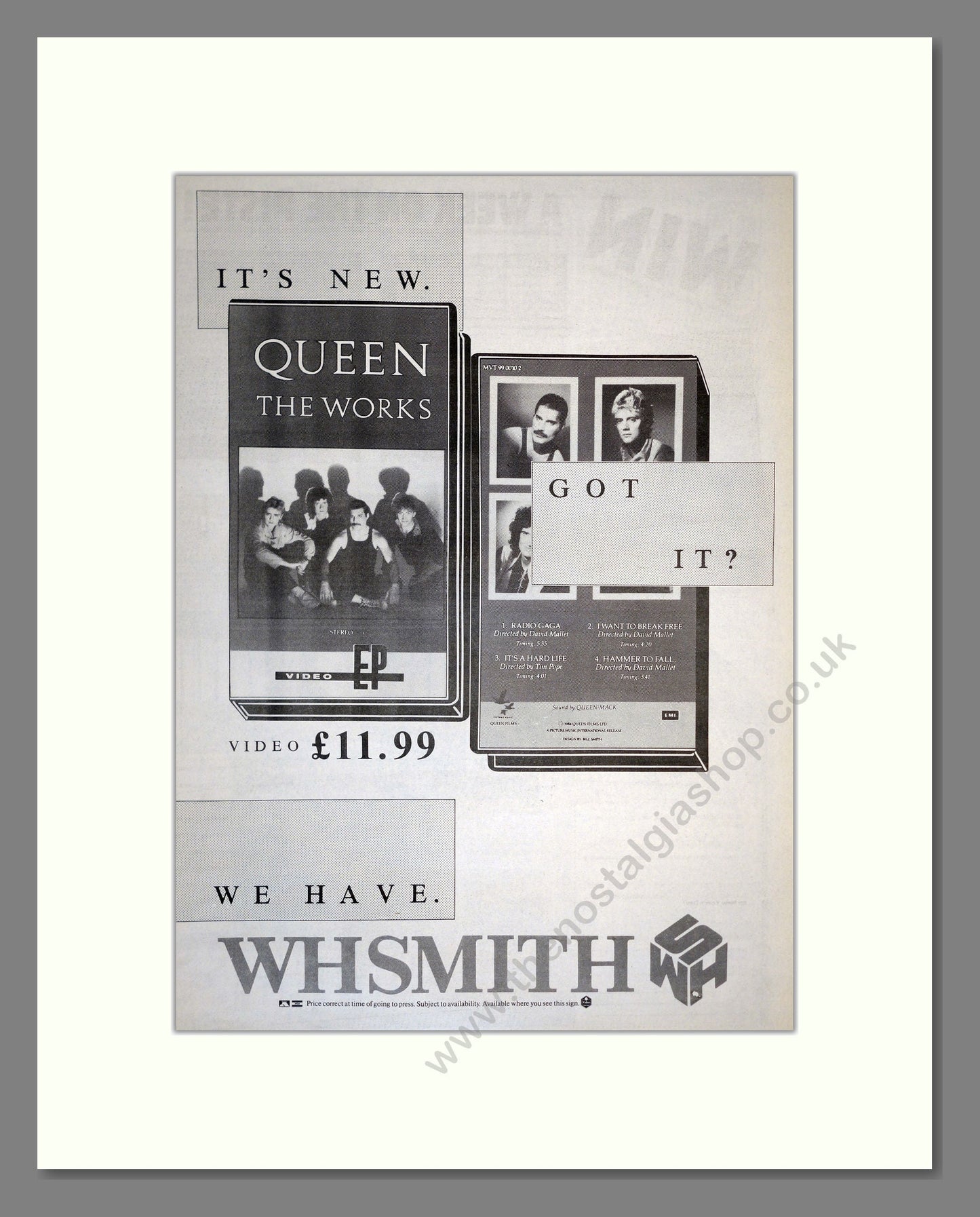 Queen - The Works (Videos). Vintage Advert 1984 (ref AD17261)