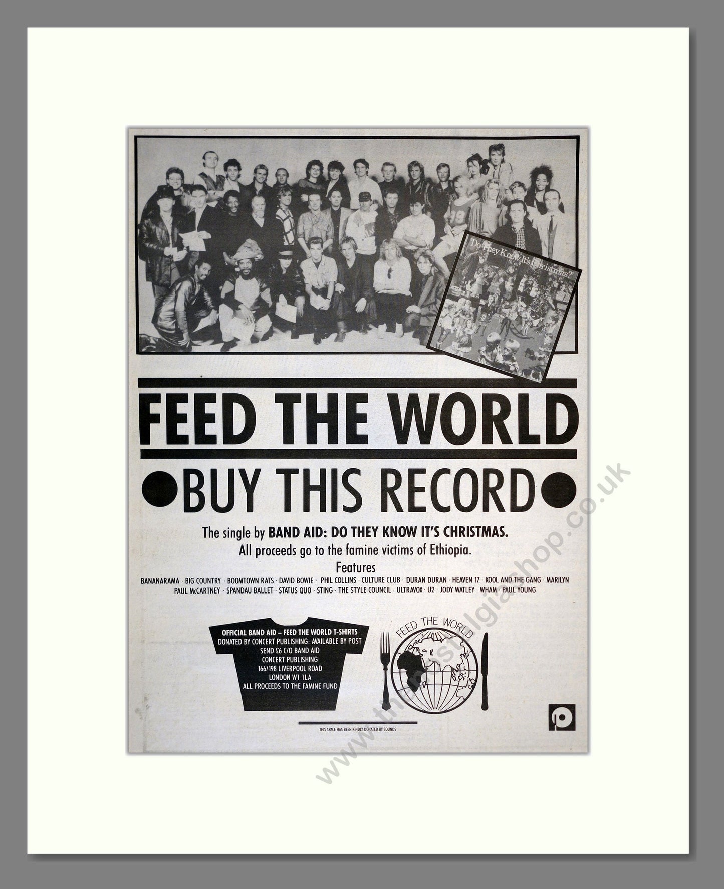 Band Aid - Feed The World. Vintage Advert 1984 (ref AD17266)