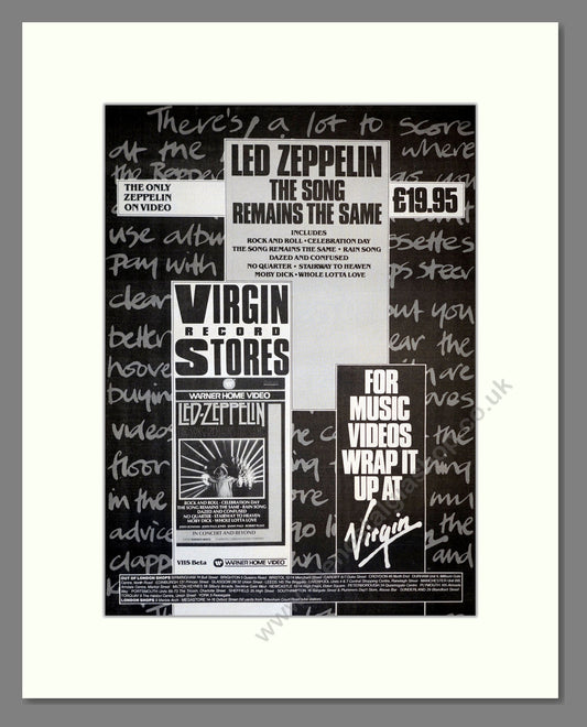 Led Zeppelin - The Song Remains The Same. Vintage Advert 1984 (ref AD17268)