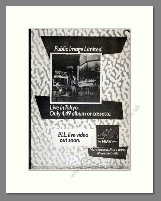 PIL Public Image Limited - Live In Tokyo. Vintage Advert 1983 (ref AD17276)