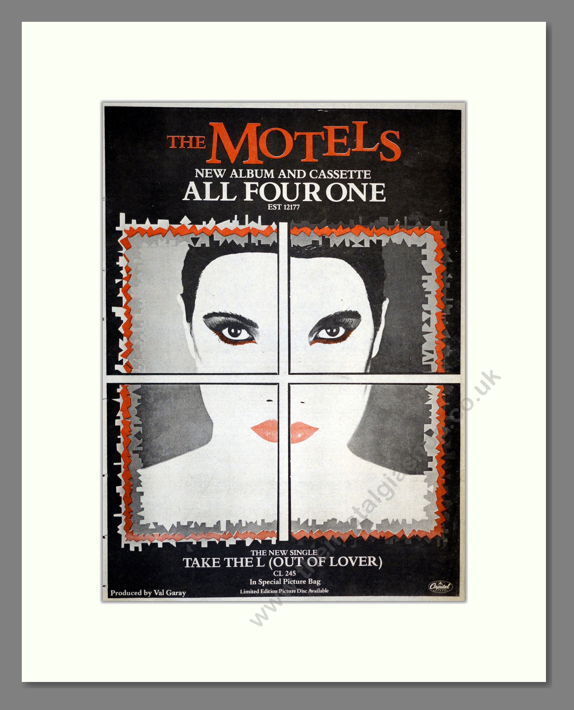 Motels (The) - All Four One. Vintage Advert 1982 (ref AD17299) – The ...