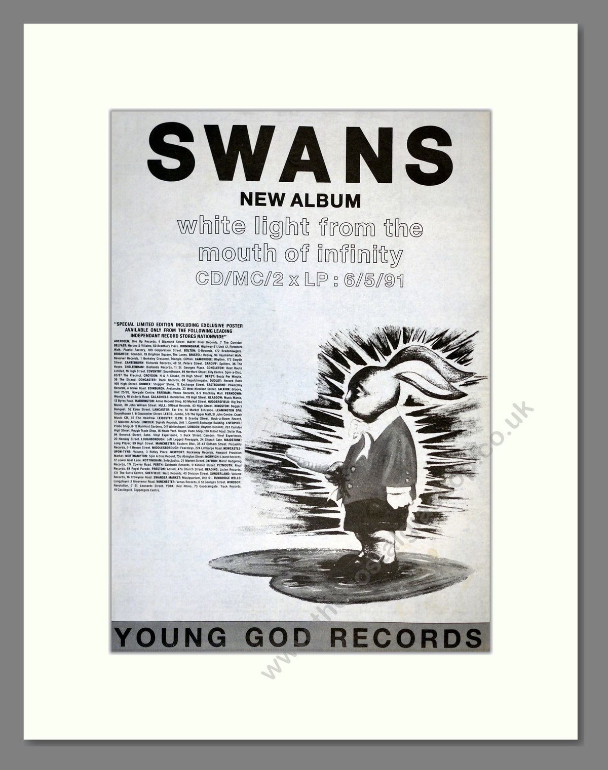 Infinity Swans Swans - White Light From The Mouth Of Infinity. Vintage Advert 1991 (r ...