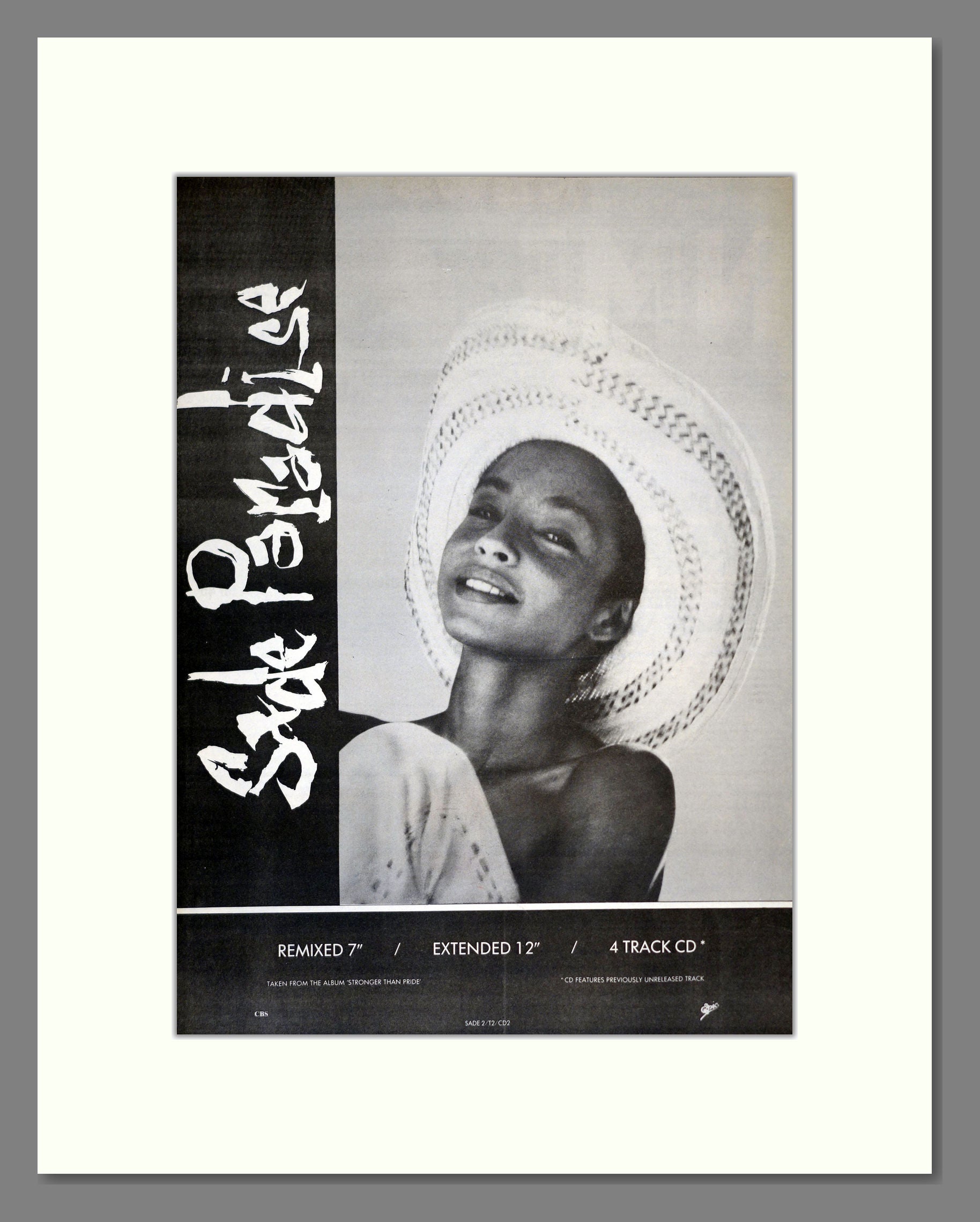 Sade - Paradise. Vintage Advert 1988 (ref AD17372) – The Nostalgia Shop
