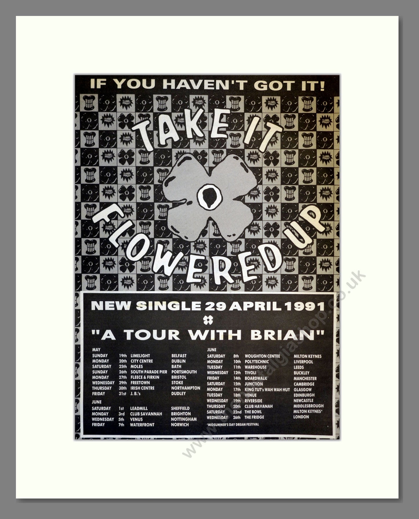 Flowered Up - Take It. Vintage Advert 1991 (ref AD17388)
