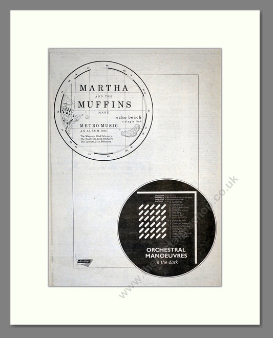 Martha And The Muffins / OMD - New Albums. Vintage Advert 1980 (ref AD17422)