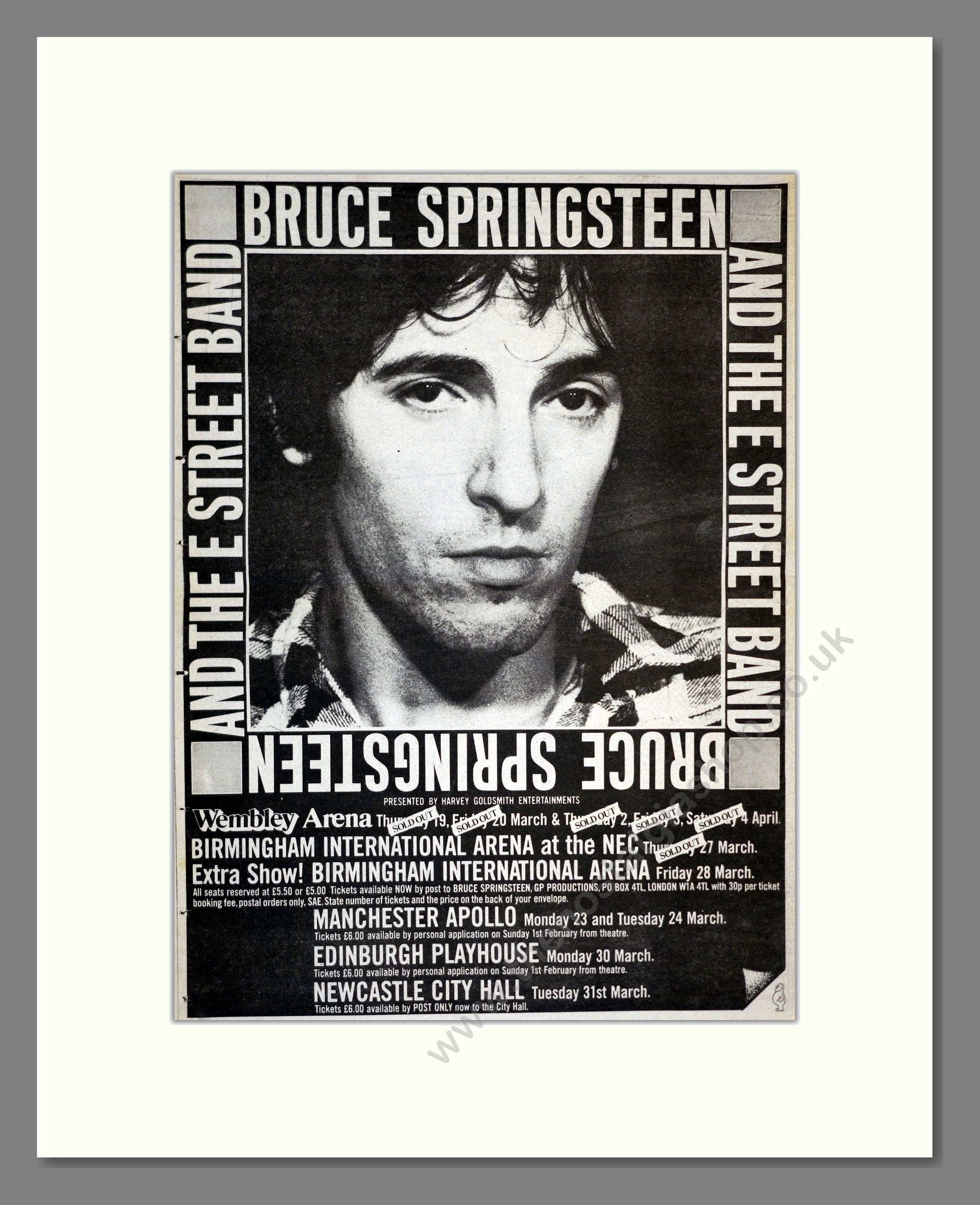Bruce Springsteen - UK Tour. Vintage Advert 1981 (ref AD17425) – The ...