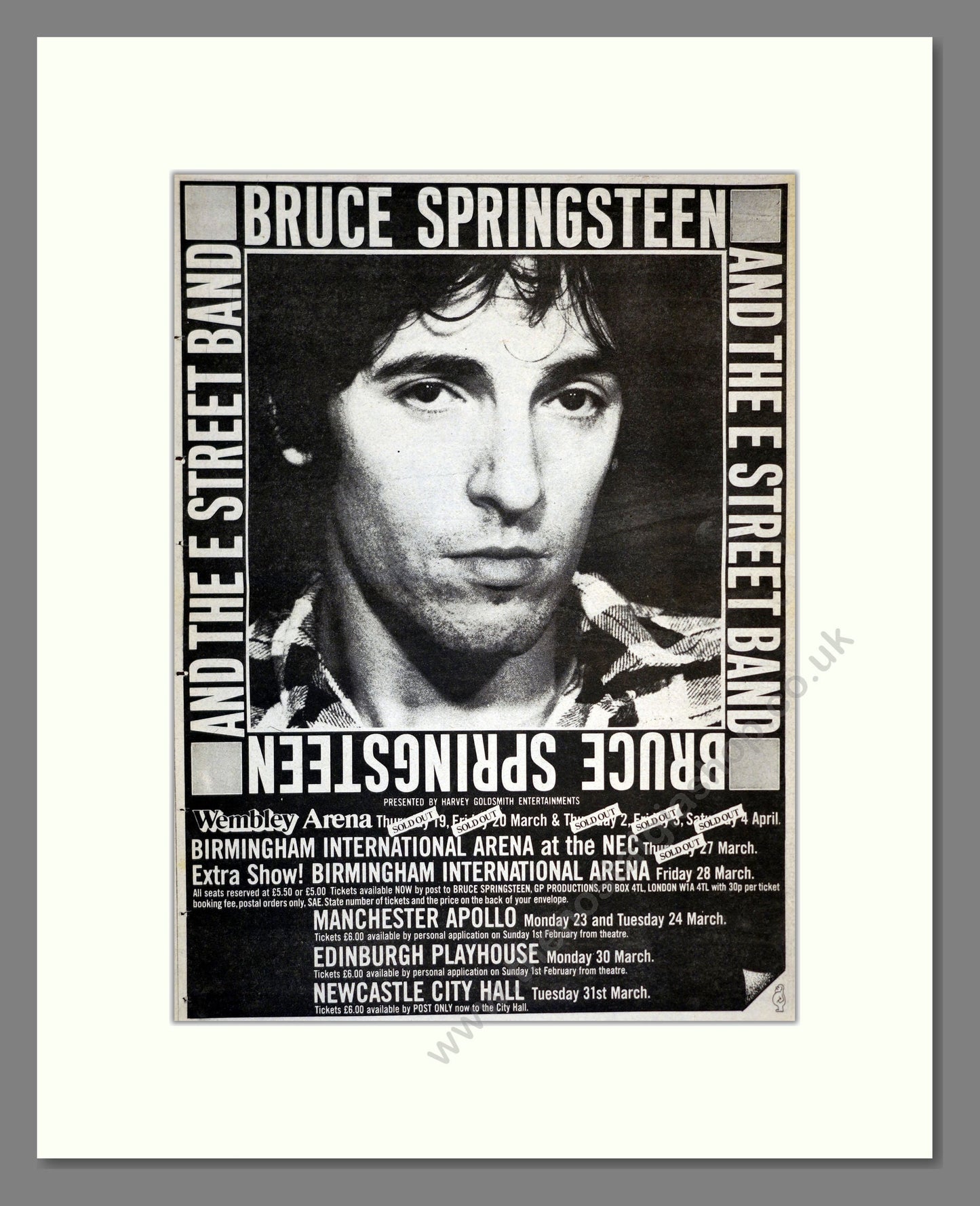 Bruce Springsteen - UK Tour. Vintage Advert 1981 (ref AD17425)
