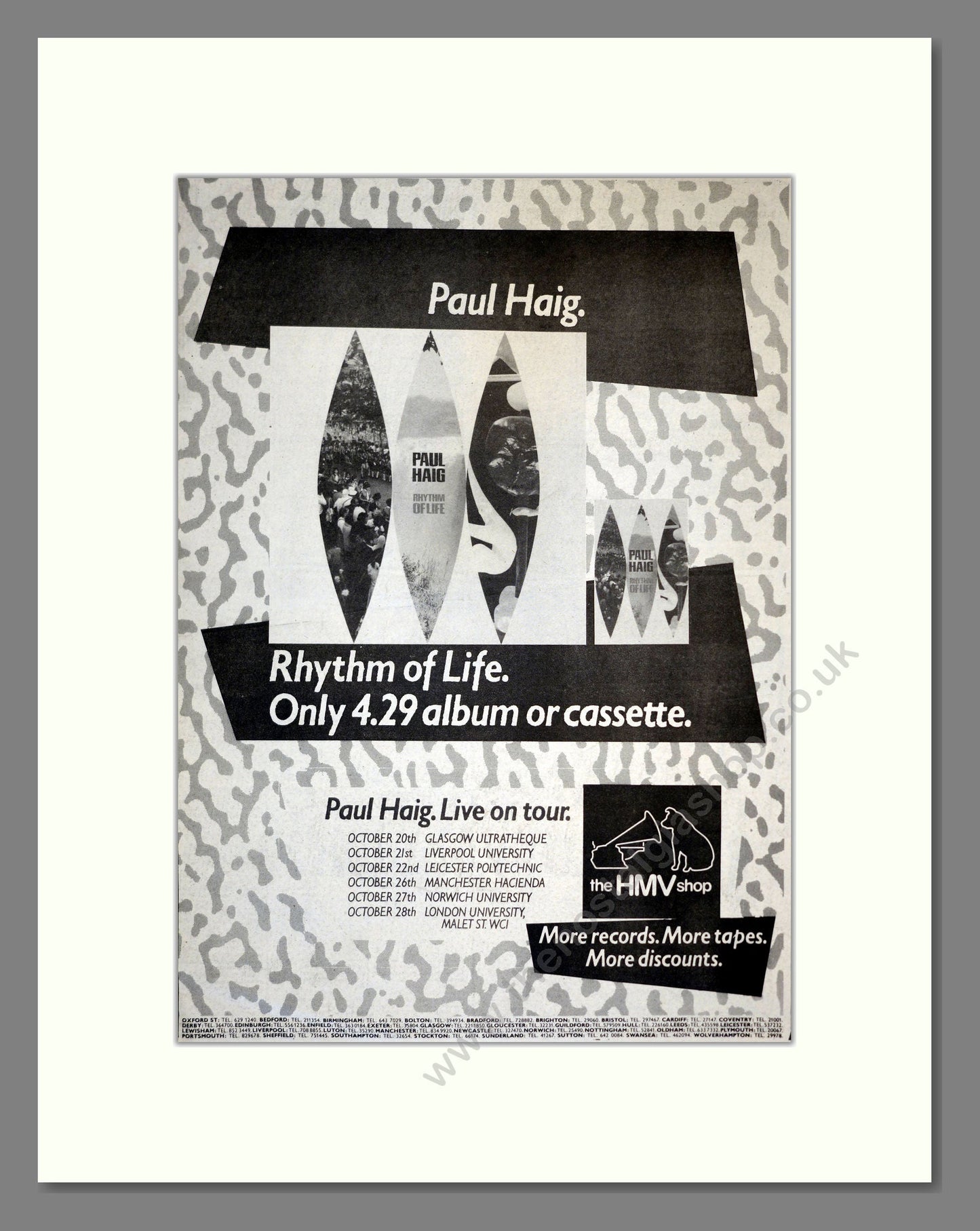 Paul Haig - Rhythm Of Life. Vintage Advert 1983 (ref AD17430)