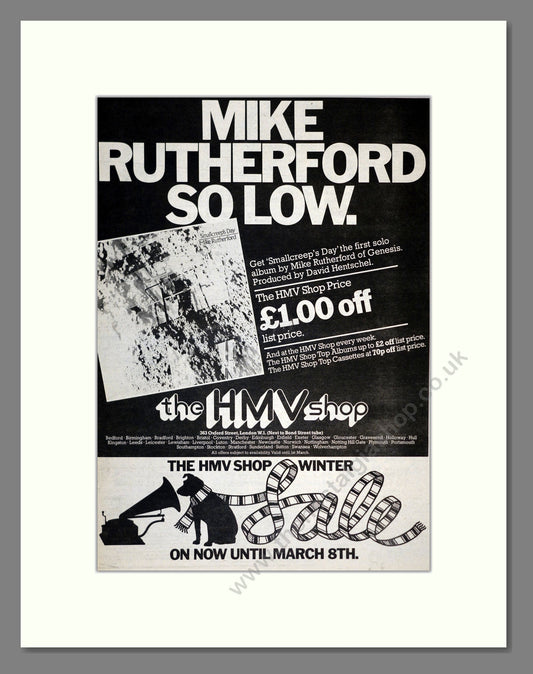Mike Rutherford - So Low. Vintage Advert 1980 (ref AD17435)